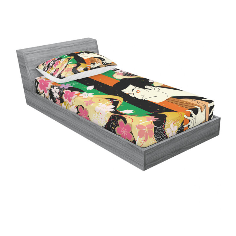 Ensemble de draps Fresh Spring Sakura, Ensemble de draps pour lit simple avec drap-housse
