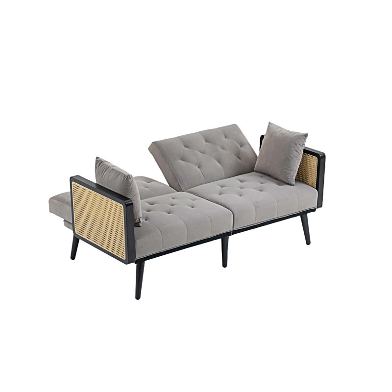 Causeuse rembourrée Arman, Velours gris foncé