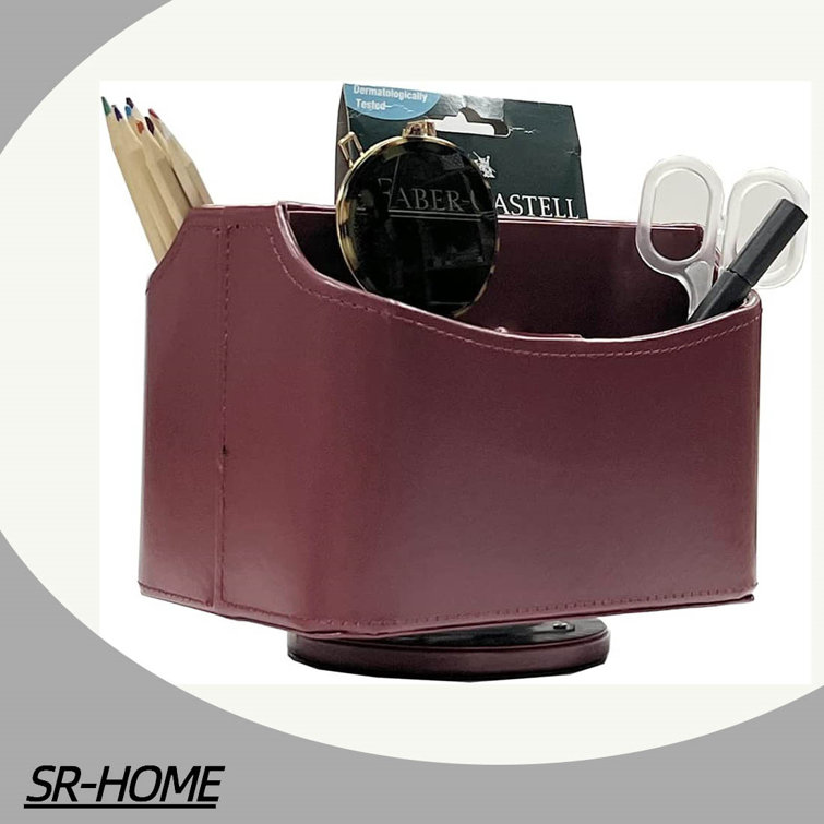 at Home Brown Faux Leather Pencil Caddy