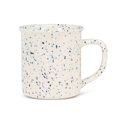 Tasse brillante ivoire et bleu moucheté