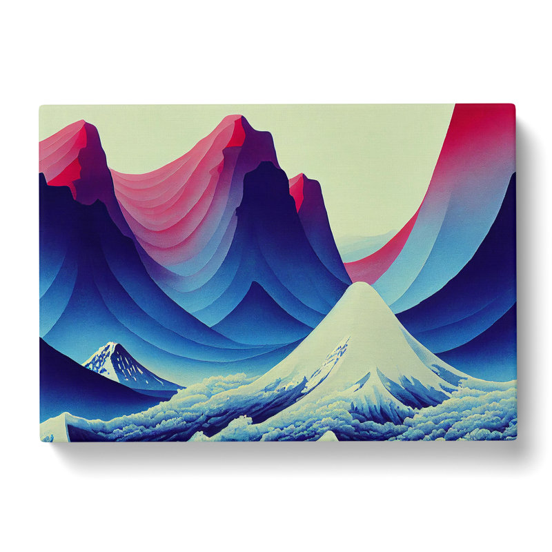 Modern Japanese Mountains - Wrapped Canvas, 50cm H x 76cm W x 3cm D