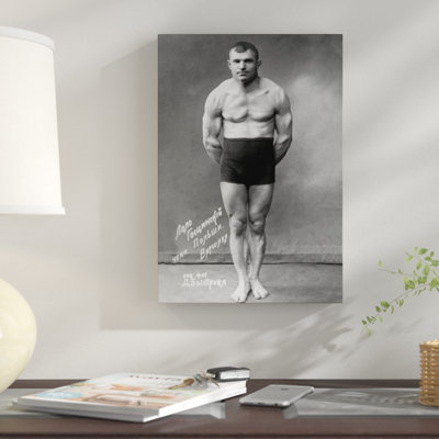 " Vintage Flexing Russian Wrestler " Painting Print