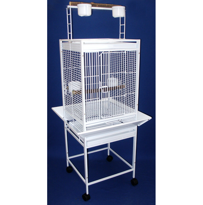 Cage à oiseaux avec 2 portes d’alimentation perroquet play top, Blanc