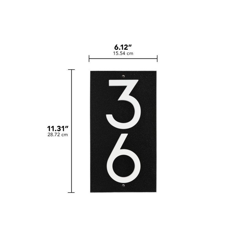 Signe vertical flottant à 2 chiffres, chiffres de police noir / blanc / blanc, Oui