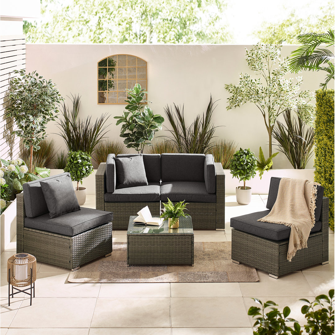 Miacomet Modular PE Rattan Garden Sofa Set and Table for Modern Gardens and Patios (Cover Included)