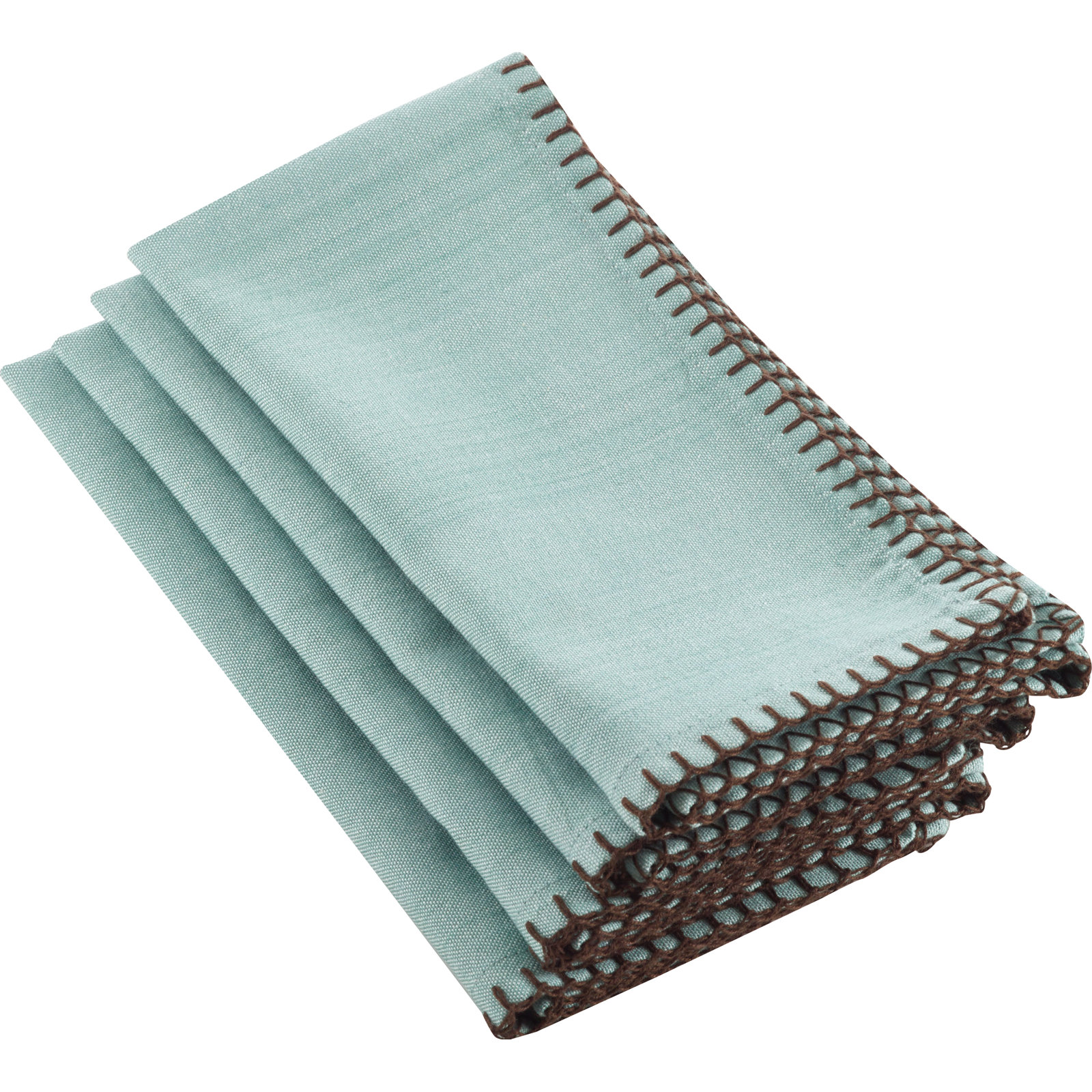 Ivara Whip Stitched Design 20" Cotton Napkin, Aqua