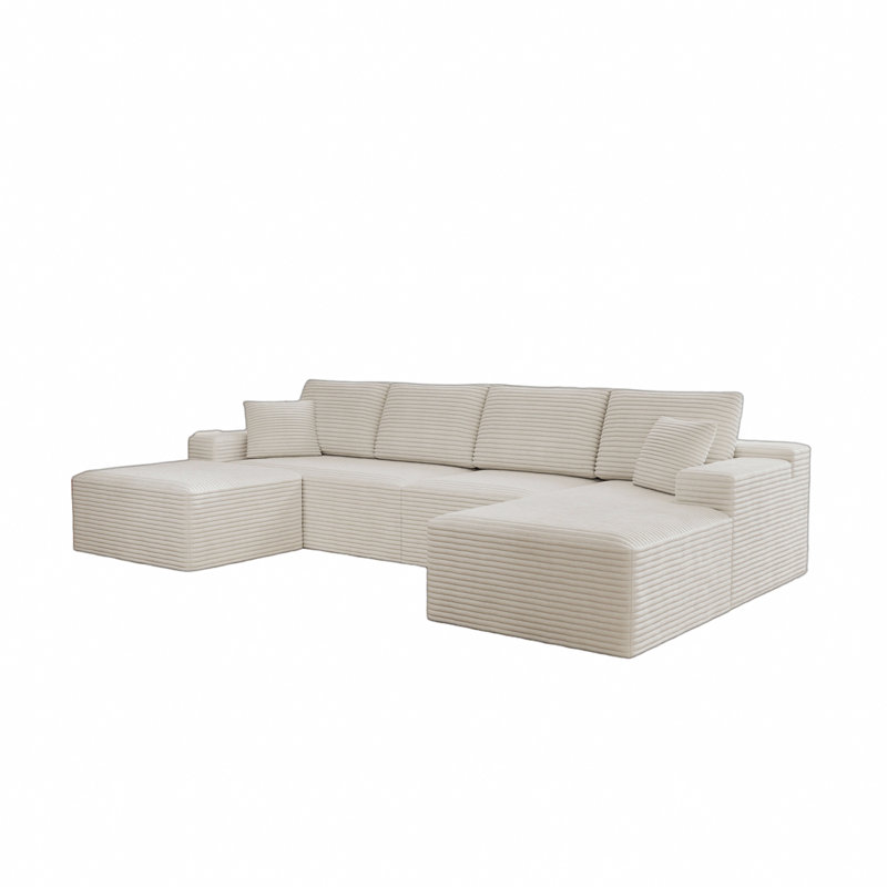 131.9*70.8" Modular Sectional Sofa Seat,Upholstered Compressed Couch For Living Room,Bedroom,Apartment,No Assembly Required,4 PC Free Combination,Plush Corduroy Fabric