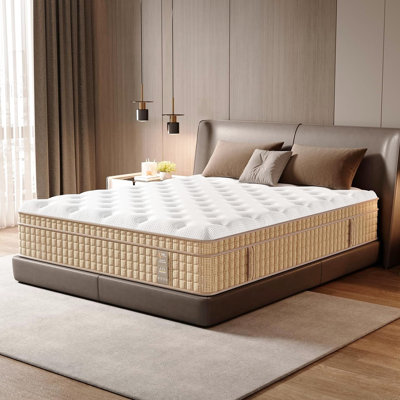 Grand matelas de 14 pouces, mousse viscoélastique rafraîchissante, contour à 7 zones, relief, ressorts ensachés, isolement par mouvement, tricot 3D respirant, surface de fabrication, principale