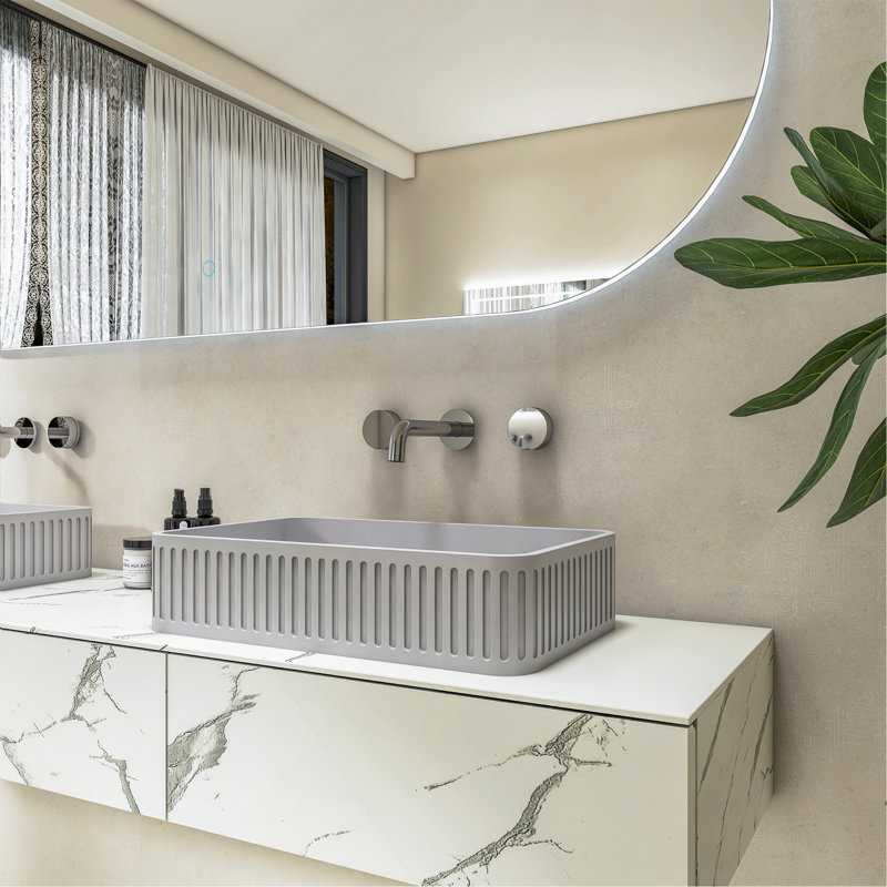 20.5"Concrete Vessel Rectangular Modern Gray Bathroom Sink