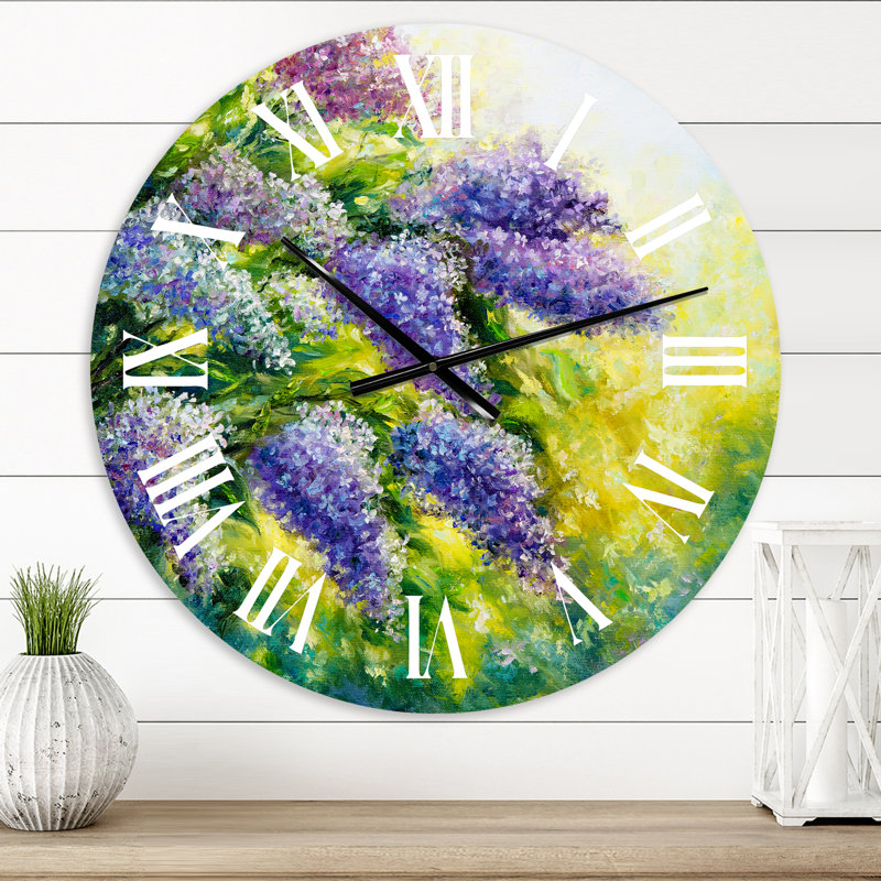 Lilas arbre dans le jardin impressionnisme - horloge murale traditionnelle, Petit