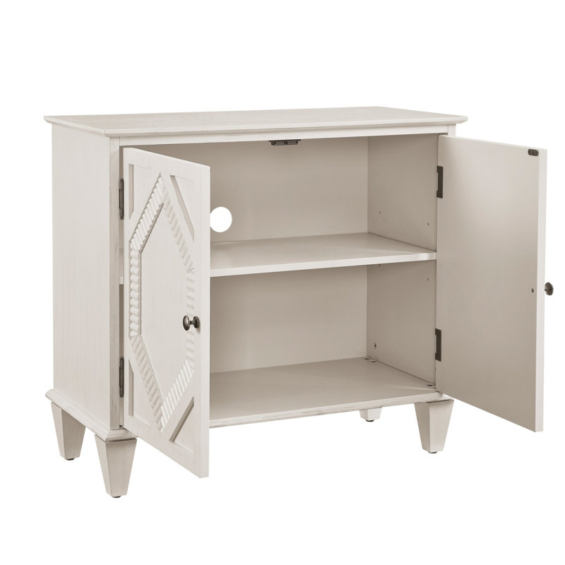 Buffet rétro en bois avec rangement, Blanc antique