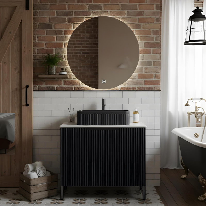 30" Freestanding Bathroom Vanity with Rectangular Sink, Black