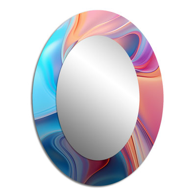 Miroir mural moderne transitionnel rose et bleu I - moderne