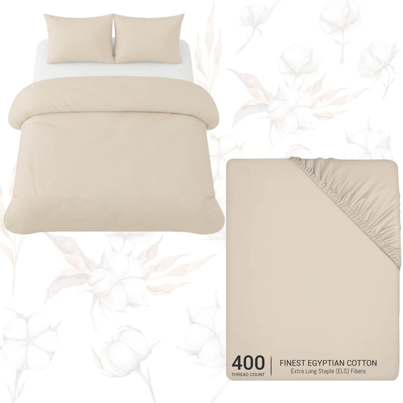 Cotton No Pattern Duvet Cover Set, Double