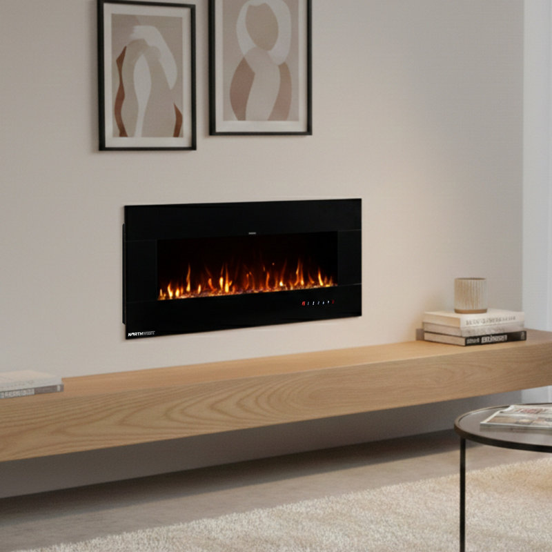 Northwest Electric Fireplace With Speakers, 20.47" H x 50" W x 4.28" D