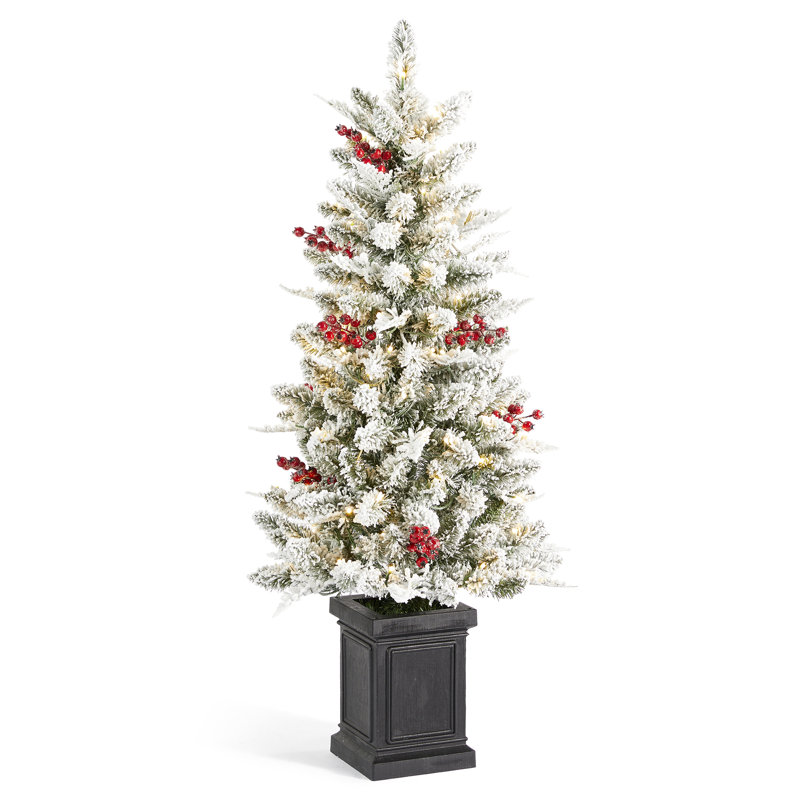 Arbre de Noël artificiel enneigé 4 pi avec lumières
