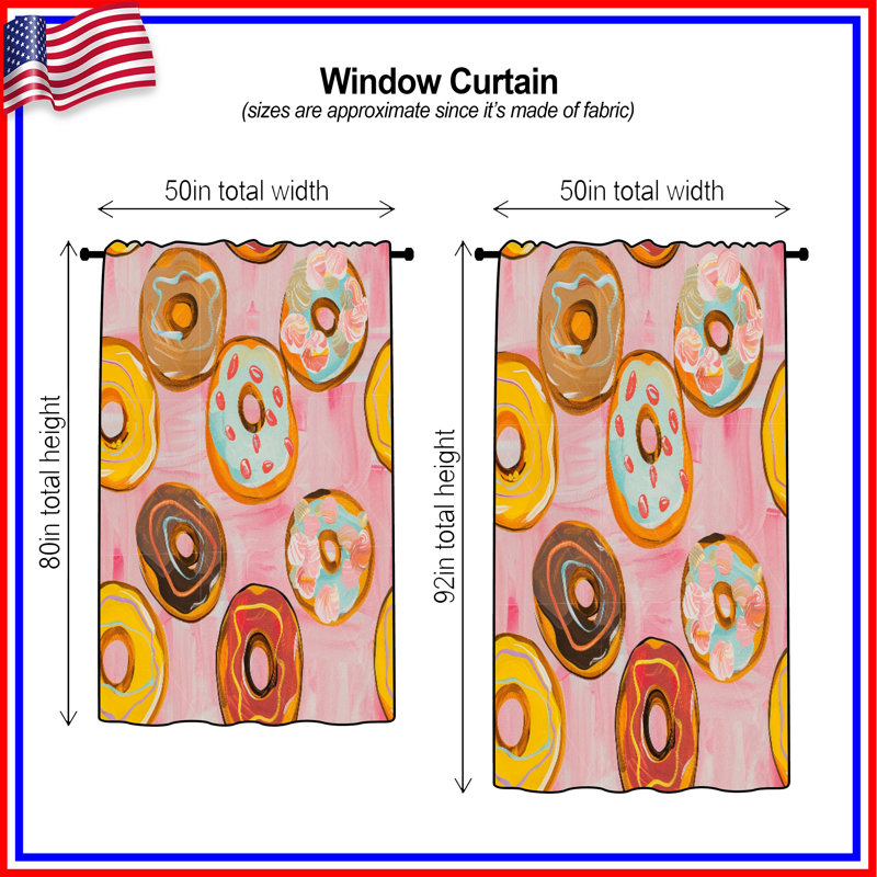 Rideaux Donuts, 50 po x 92 po - 1 panneau, Transparent