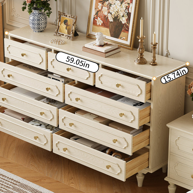 Sturdy Solid Wood 9-drawer Storage Cabinet
