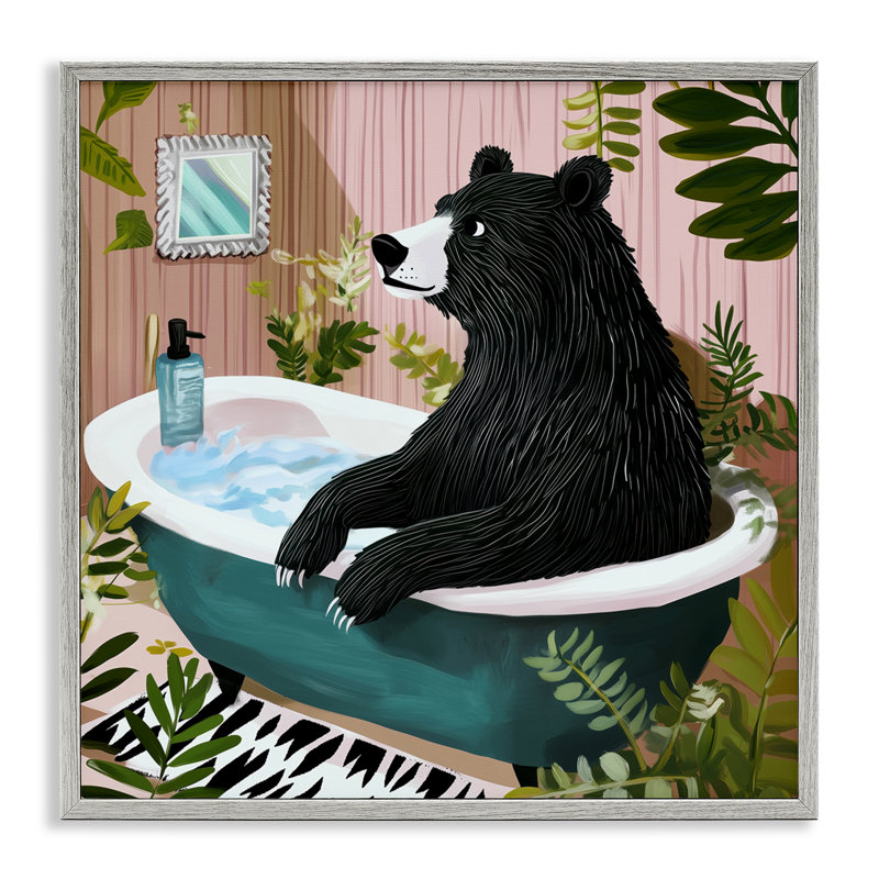 Ours dans une baignoire, art giclée par Annabelle Hall, H 24 po x l 24 po, Estampe numérique Farmhouse
