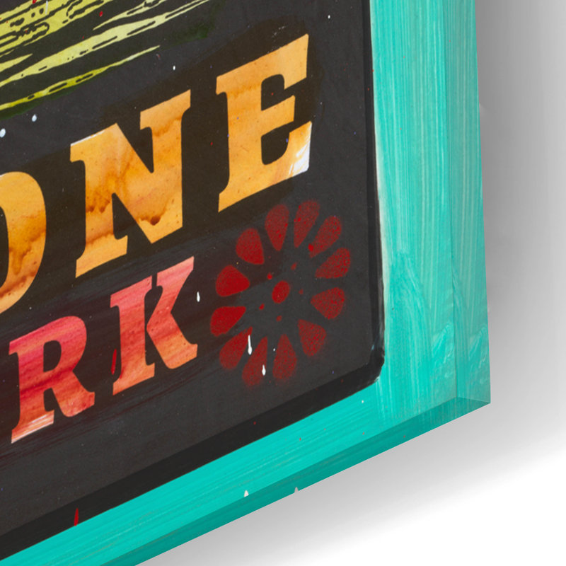 Art mural en verre «Np Yellowstone» par Dean Russo, H 16 po x l 12 po x P 0,13 po