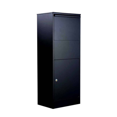 Qualarc ParcelDefender Locking Mailbox - Freestanding, Black, Holds Packages Up To 16" X 11.75" X 8.25"