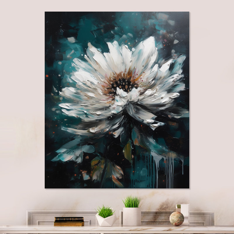 White Lotus Floral Dreams I - Décoration murale floral en métal Lotus, H 32 po x l 16 po x P 1 po