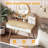 Makeup Vanity Desk with 3 Adjustable Lighted Mirror with solid wood table feet , Dressing Table Set with 4 drawers and 3 open shelves  for Small space Bedroom