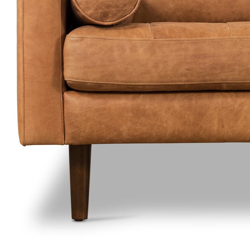 Napa 72'' Full-Grain Genuine Italian Leather Sofa, Cognac Tan
