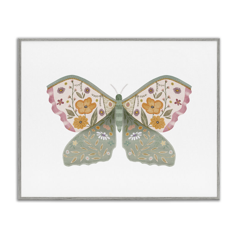  «Moth with Floral Wings», art giclée par Leah Straatsma, H 16 po x l 20 po, Estampe numérique Farmhouse