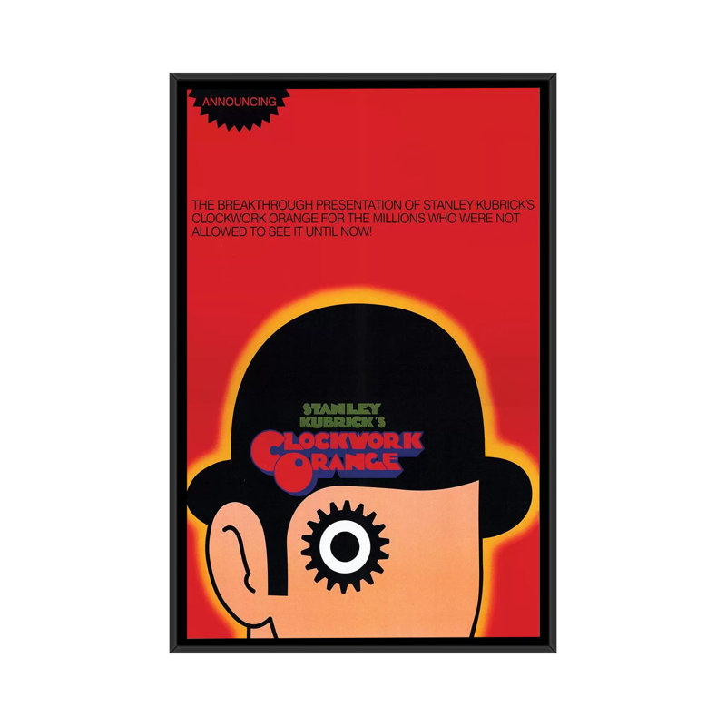 A Clockwork Orange Film Poster by Radio Days - Print on Canvas, 101.6 cm H x 66.04 cm W, Black Framed
