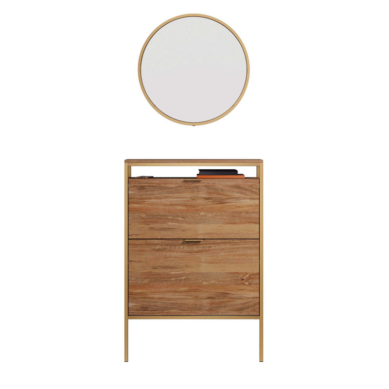 Armoire à chaussures murale avec finition miroir