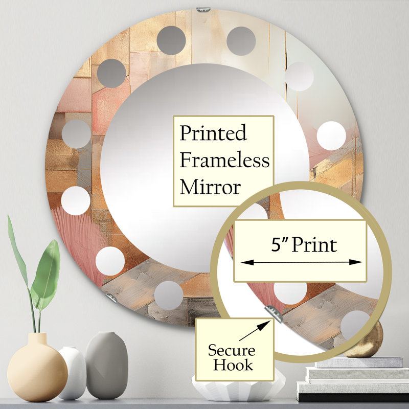 Encian - Miroir mural rond moderne, 24 po x 24 po
