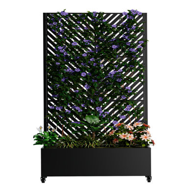 Jardinière en métal avec treillis 73 po x 47 po x 16 po surélevé pour plantes grimpantes et légumes