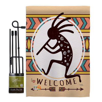 Ensemble de drapeaux en polyester 2 faces Welcome Kokopelli Dance Primitive Southwest Impressions
