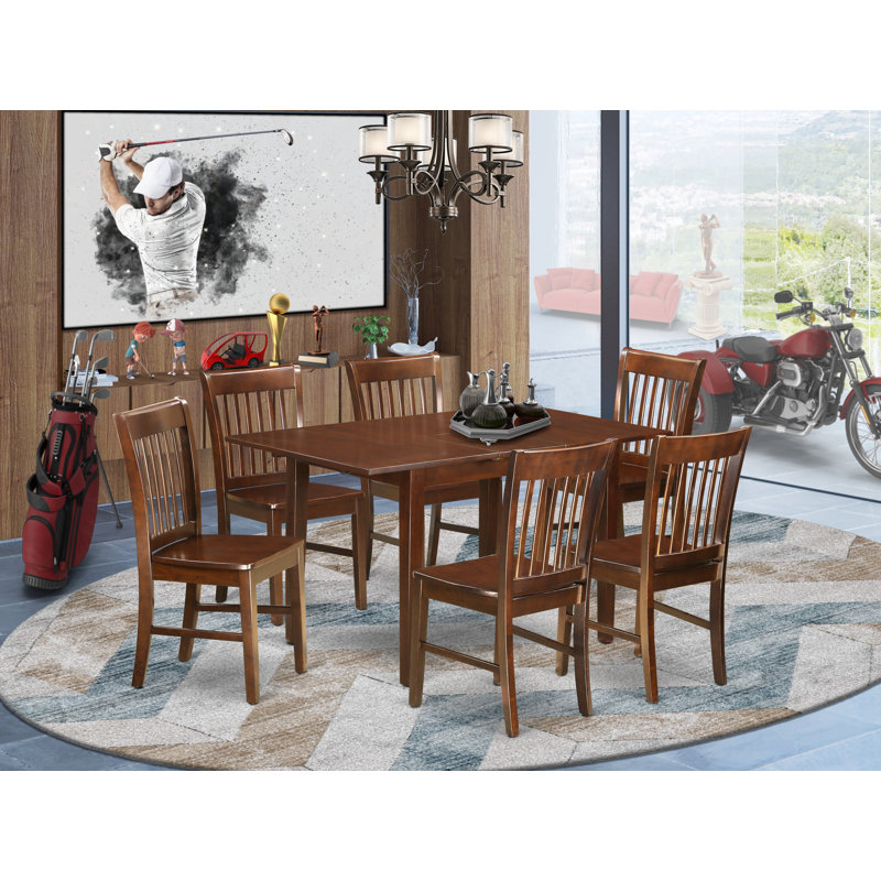 5 Piece Dinette Set for 4 Includes a Rectangle Dining Room Table with Butterfly Leaf and 4 Kitchen Dining Chairs, Mahogany
