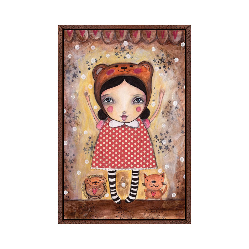 Yay by Tamara Laporte - Print on Canvas, 66.04 cm H x 45.72 cm W, Classic Brown Wood Framed