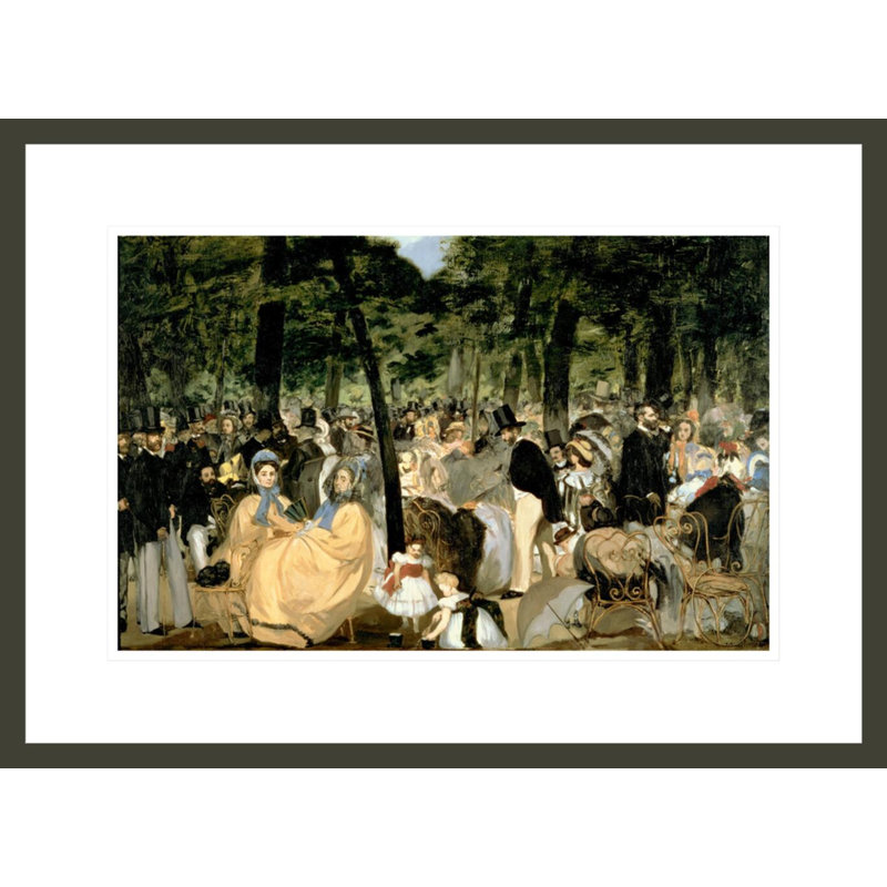 «Music in the Tuileries Gardens» par Édouard Manet, impression giclée sur cadre, H 15,93 po x l 21,75 po