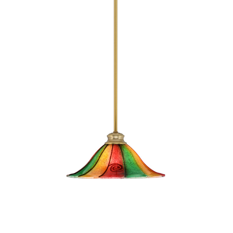 Luminaire suspendu suspendu avec verre Mardi Gras 14 po, Laiton New Age
