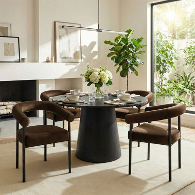 Ensemble de salle à manger à piédestal 5 pièces avec chaises rembourrées Jakie