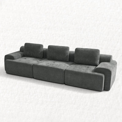 122" Wide Modular Sofa With Plush Cushions And Track Arms Compression Sofa