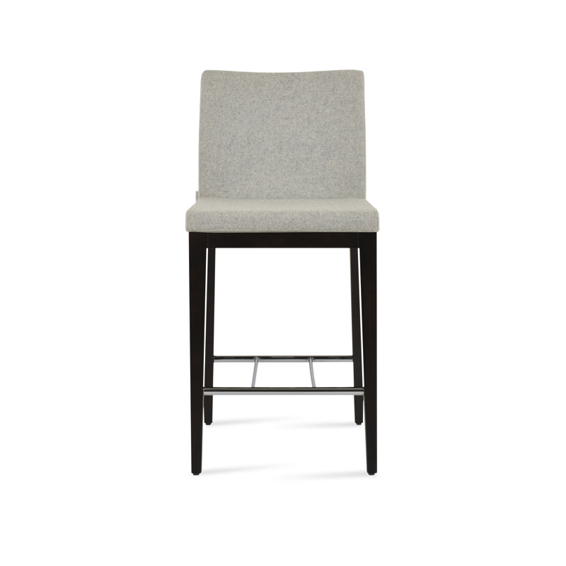 Tabouret de bar Aria, Laine argentée, Wengé