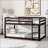 Twin Over Twin Rubber Wood Platform Bunk Bed with Ladder, No Box Spring Needed, Espresso for Bedroom-815149246