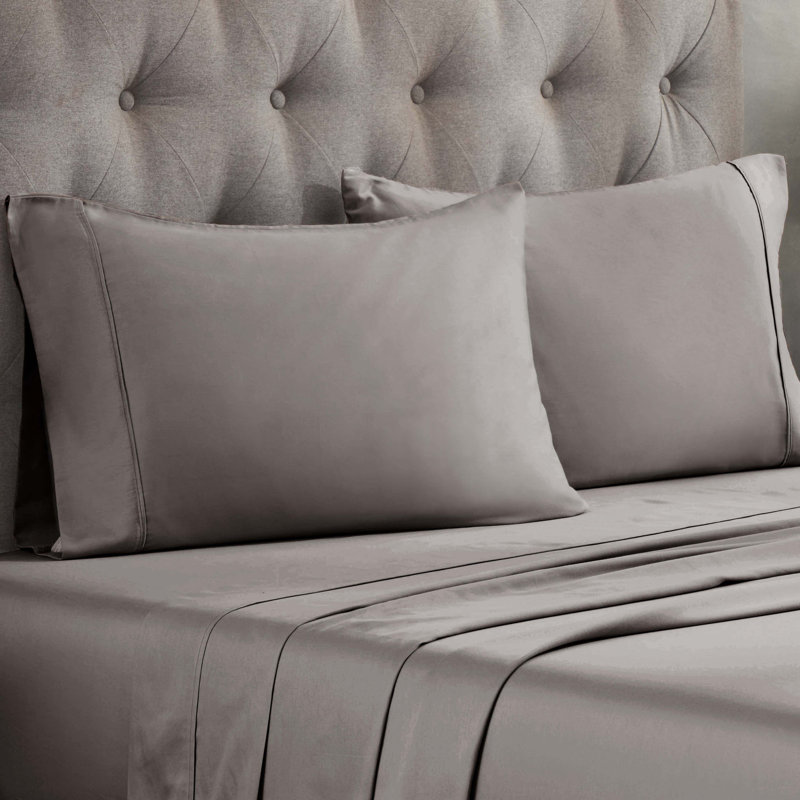 Ensemble de taies d'oreiller de qualité supérieure en mélange de coton égyptien à densité de tissage 300 fils Superior, Gris