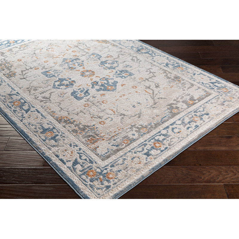 Tapis crème / bleu marine Acadia, Rectangle 5 pi 3 po x 7 pi 3 po