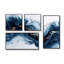 Or et bleu céleste fluidité II - art mural abstrait grand 4 pièces-858634639-858634640