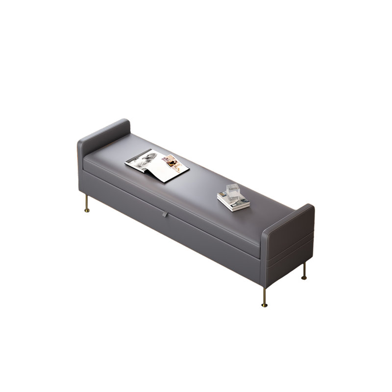 Banc de rangement rembourré Temeshia, Gris foncé, H 21,25 po x l 47,24 po x P 17,71 po