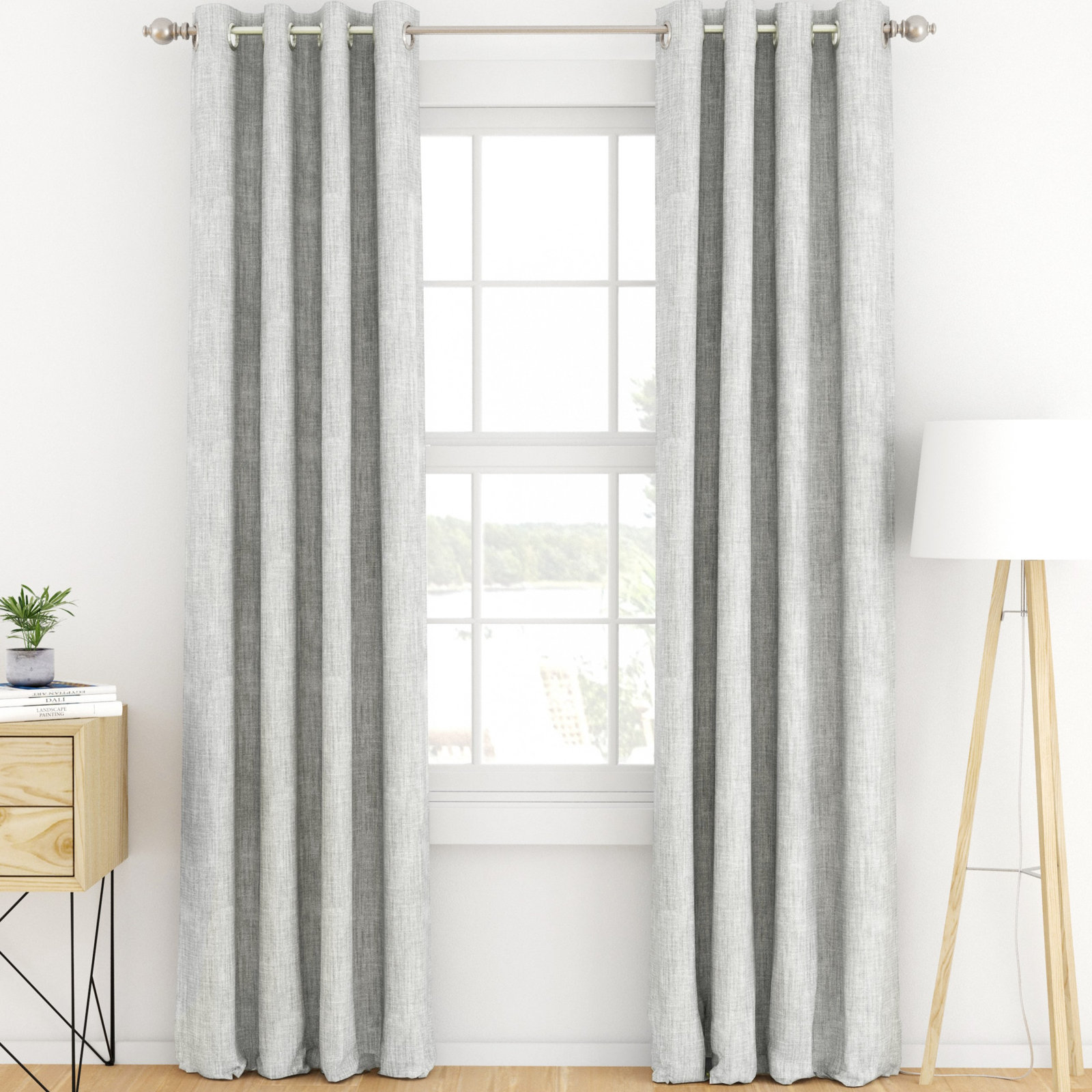 Textured Linen-Blend Blackout Curtain Panel Set, Light Gray, 50" W x 84" L