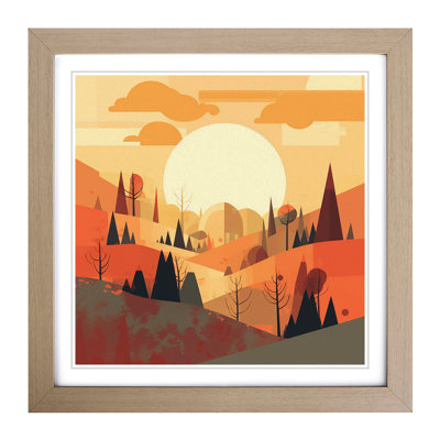 Sunrise Mid-Century No.2 - Single Picture Frame Print on Wood