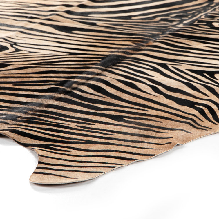 Mateo Cowhide Animal Print Area Rug in Zebra Hair On Hide