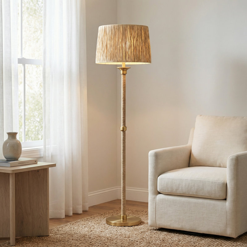 Lampe sur pied 61 "en métal avec abat-jour beige